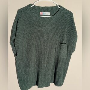 Textured Crewneck Sweater with Pocket in Forest Green